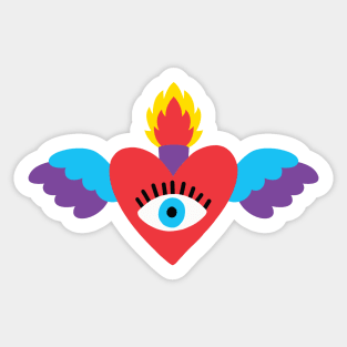 Sacred Heart Evil Eye Mexican Art Sticker